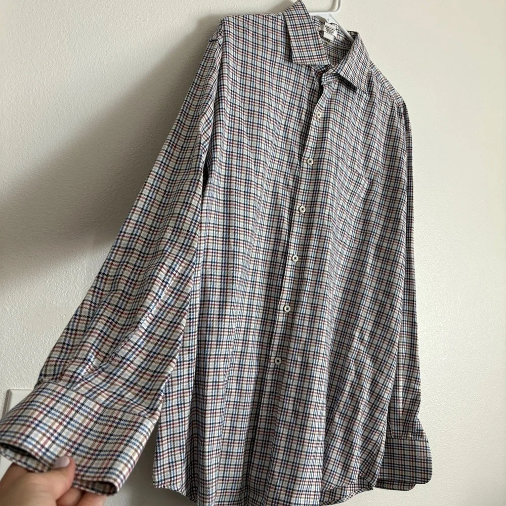 Men's Peter Millar Crown Long Sleeve Button up Shirt Red Blue And White  XL